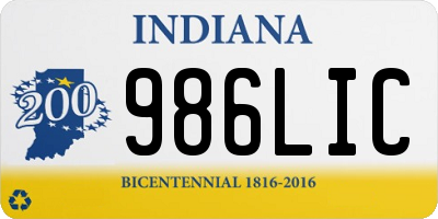 IN license plate 986LIC