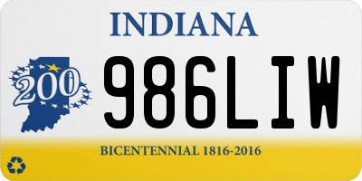 IN license plate 986LIW