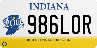 IN license plate 986LOR