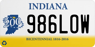 IN license plate 986LOW