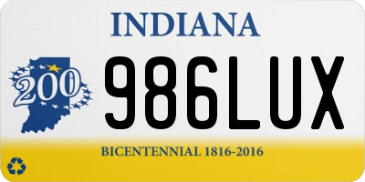 IN license plate 986LUX