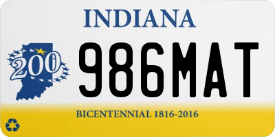 IN license plate 986MAT