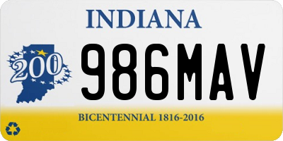 IN license plate 986MAV