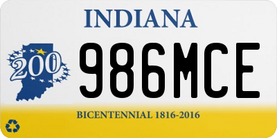 IN license plate 986MCE