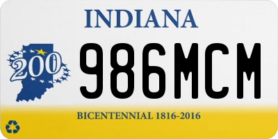 IN license plate 986MCM