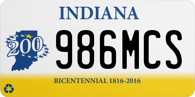 IN license plate 986MCS