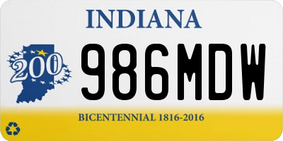 IN license plate 986MDW