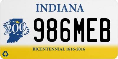 IN license plate 986MEB