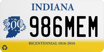 IN license plate 986MEM