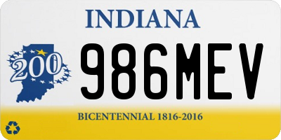 IN license plate 986MEV