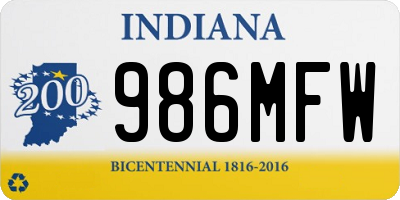 IN license plate 986MFW