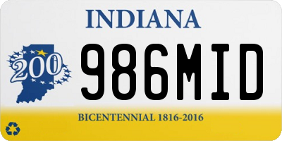 IN license plate 986MID