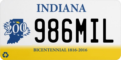 IN license plate 986MIL