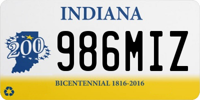 IN license plate 986MIZ