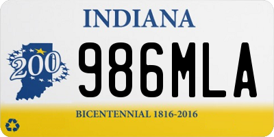 IN license plate 986MLA