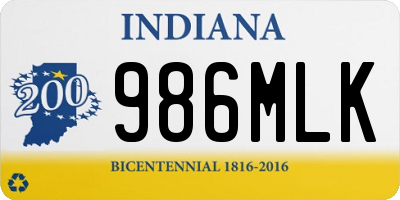 IN license plate 986MLK