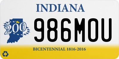 IN license plate 986MOU