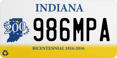 IN license plate 986MPA