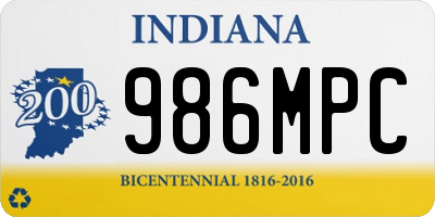 IN license plate 986MPC