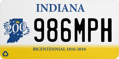 IN license plate 986MPH