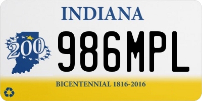 IN license plate 986MPL