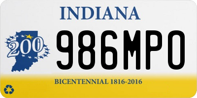 IN license plate 986MPO