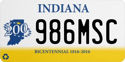 IN license plate 986MSC