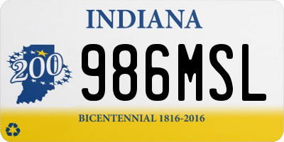 IN license plate 986MSL