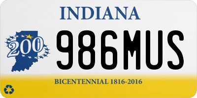 IN license plate 986MUS
