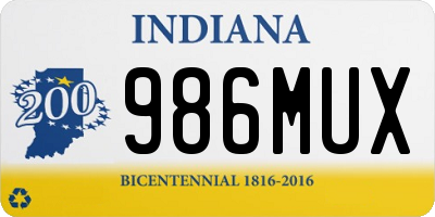 IN license plate 986MUX