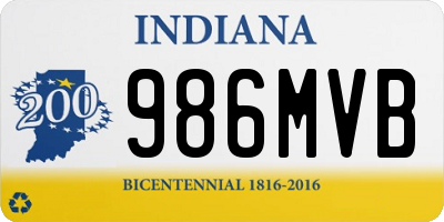 IN license plate 986MVB