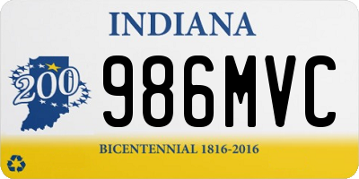 IN license plate 986MVC