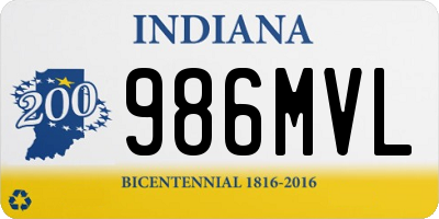 IN license plate 986MVL