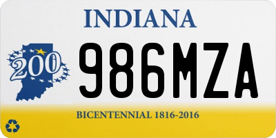 IN license plate 986MZA