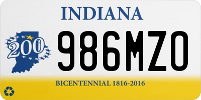 IN license plate 986MZO