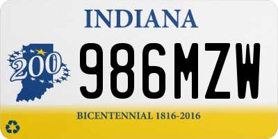 IN license plate 986MZW