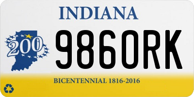 IN license plate 986ORK