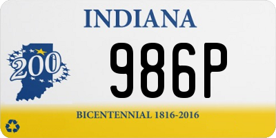 IN license plate 986P