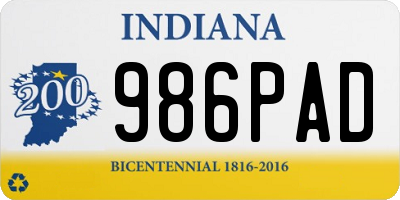 IN license plate 986PAD