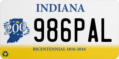 IN license plate 986PAL