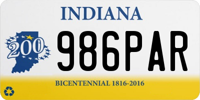 IN license plate 986PAR