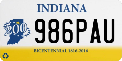 IN license plate 986PAU