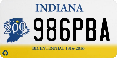IN license plate 986PBA