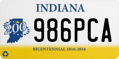 IN license plate 986PCA
