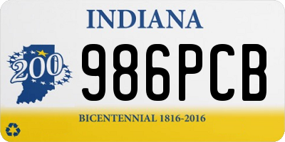 IN license plate 986PCB