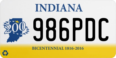 IN license plate 986PDC