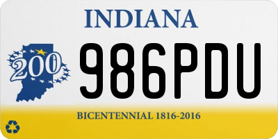 IN license plate 986PDU