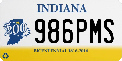 IN license plate 986PMS