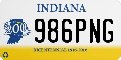 IN license plate 986PNG