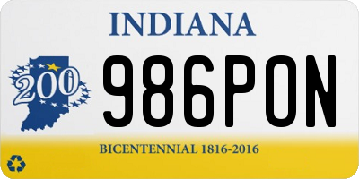 IN license plate 986PON